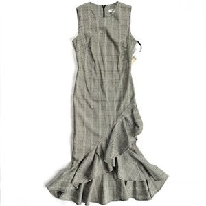 Calvin Klein Black Plaid Midi Dress (NWT)